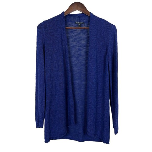 Eileen Fisher Cardigan Sweater PP Petite Purple Linen Cotton Open Knit Coastal - Picture 1 of 11